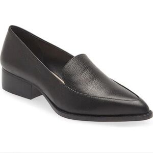 NWT Vince Camuto Black Leather Pointed-Toe Loafers | Work Shoes | Size 6.5